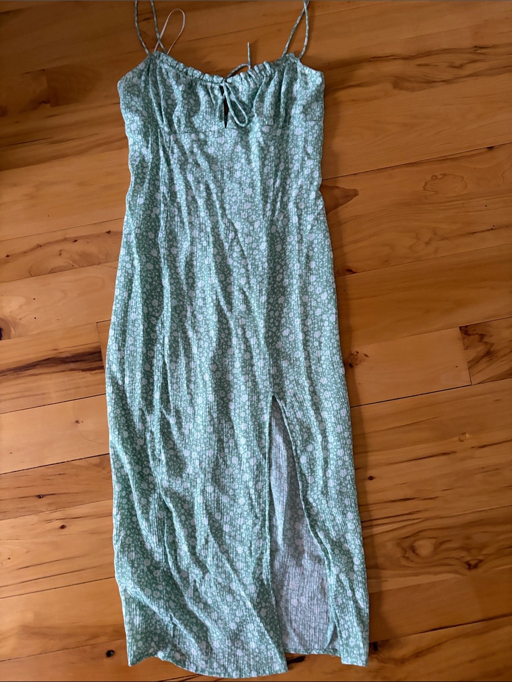 Love Tree Mint Green Floral Smocked Slip Dress